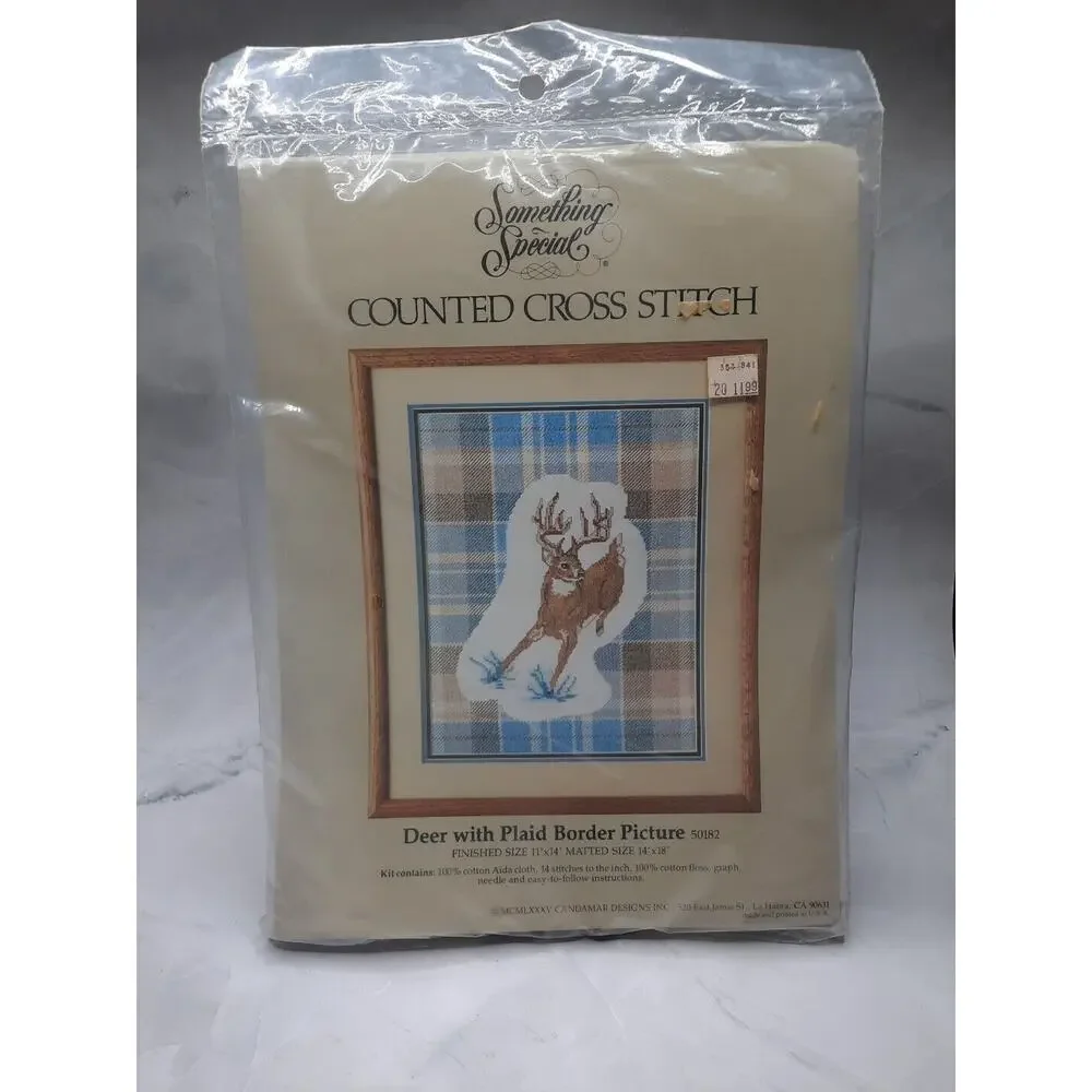 Something Special Counted Cross Stitch Kit Deer With Plaid Border Picture 50182